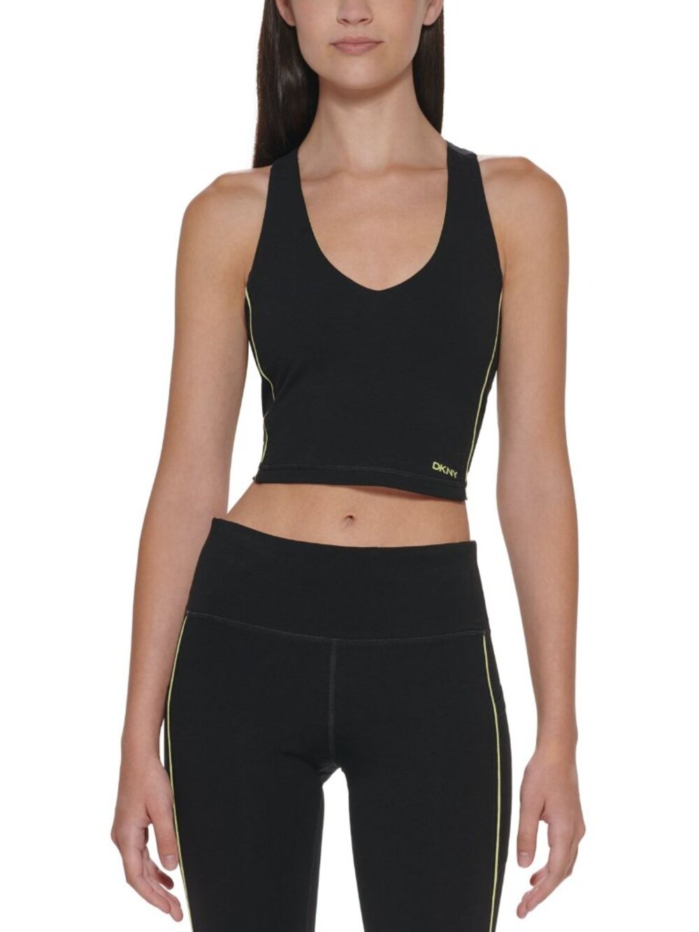 DKNY Womens Contrast-Trim Cropped Tank Top